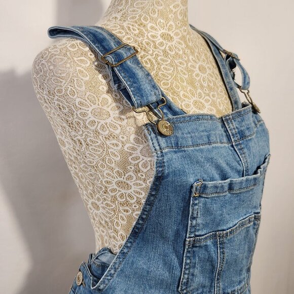 Love Revival Women Size 3X Blue Denim Pockets Button Adjustable Strap Shortall's - Picture 4 of 13